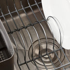 Dish Drying Rack & Cutlery Holder 2 Piece Set - Compact Sink-Fitting Dish Drainer with Rubberized Undercoating, Space-Saving Kitchen Organizer for Plates, Cups, Bowls & Utensils in Sink, Gray