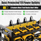 Power Tool Organizer Wall Mount | 8-Outlet TR Charging Station | Garage Storage Rack with Cordless Drill Holder | Heavy Duty Metal Shelf for Workshop Organization