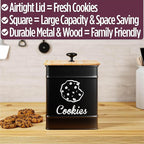 Cookie Jar with Airtight Lid - 1 Gallon - 6"D x 8"H Iron Cookie Tin with Bamboo Lid - Large Cookie Jars with Lids Airtight - Farmhouse Cookie Jars for Kitchen Counter Decorative - Cookies Jar