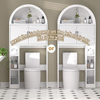 AHB Over The Toilet Storage Cabinet, Freestanding Bathroom Organizer with Adjustable Shelf and Anti-Tip Device, Arched Cabinet with Doors, Space-Saving Toilet Storage for Bathroom, Laundry, Mini Bar