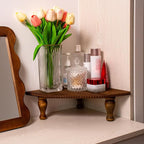 Wood Corner Counter Shelf Framehouse Decorative Tray Stand for Kitchen Bathroom Riser Organizer Coffee Bar Display Shelf with Detachable Legs (Lightbrown)