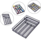 WuGeShop Desk Drawer Organizer with 6 Compartments, Mesh Drawer Organizer Tray for Stationery, Office Supplies Desktop Storage, Black