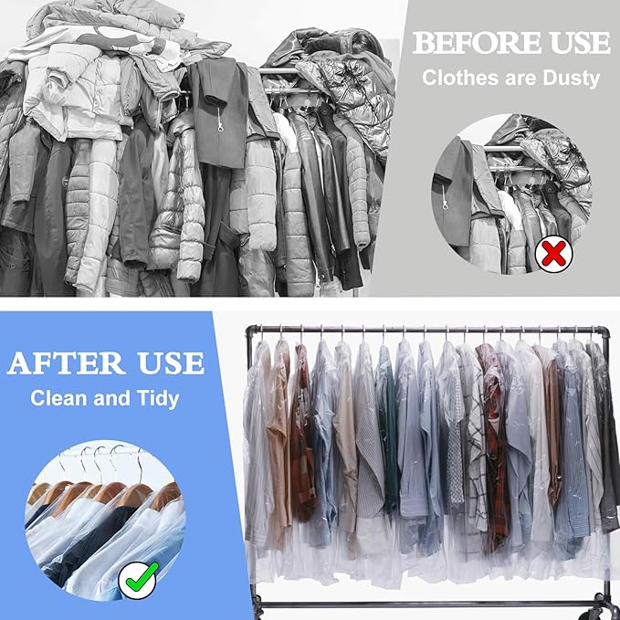 100 Pack Dry Cleaning Plastic Bags, Dry Cleaners Bags for Clothes, Clothes Covers for Home Storage, Travel, Moving (35.4 x 23.6 In)