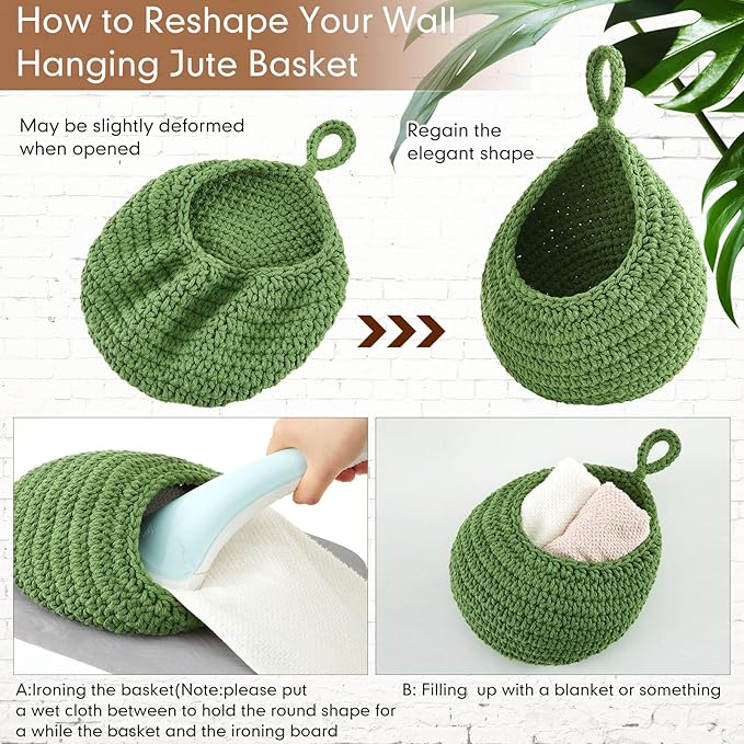 Honeydak Boho Decor Hanging Wall Baskets for Kitchen 3 Pack Teardrop Baskets with Hooks Storage Fruit Onion Vegetable Potato for Home 3 Sizes