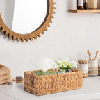 Water Hyacinth Toilet Paper Storage Basket for Bathroom, Handwoven Natural Rattan Organizer for Countertop, Shelves & Vanity, Small Wicker Basket, 14.9"L x 6.3"W x 4.7"H