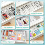 Clear Plastic Drawer Organizers Set of 45 Vanity trays Stackable Storage Bins Dividers Bathroom Organiser Storage Vanity Bins for Makeup, Kitchen Utensils, Jewelries, Office