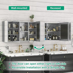 40 x 28 Farmhouse Medicine Cabinet, Tempered Frameless Bathroom Mirror with Storage, Silver Recessed or Surface Mount Aluminum Medicine Cabinet for Bathroom Modern-Large