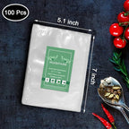 Vacuum Sealer Bags, 5.1" x 7" 100Pcs Food Vacuum Sealer Bag, Heavy Duty, Puncture Prevention, Boilsafe, Freezable, BPA Free, Commercial Grade, Fit Airtight Food Storage Sous Vide