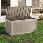 EasyUp 120 Gallon Deck Boxes Waterproof, Outdoor Large Storage Boxes with Lids, Outside Resin Storage Box & Deck Boxes for Patio, Garden Use（Gray）