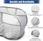 2 Pack Collapsible Laundry Baskets, Upgrade Pop Up Laundry Hamper with Convenient Bags, Foldable Laundry Basket Mesh Light Weight, Easy to Carry Clothes Hampers for Laundry, Dorm, Toys, Travel Grey