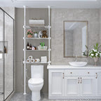 Lilyvane Over-The-Toilet Storage:97 to116” Adjustable 4-Tier Bathroom Organizer, Over The Toilet Storage Shelf for Small Rooms,Narrow Cabinet,Space Saving Bathroom Organizer, Stainless Steel