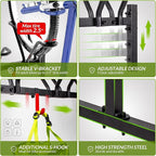 3 Bikes Floor Stand, Adjustable Bicycle Parking Rack with Hook for Garage, Indoor, Outdoor, Metal Cycle Storage Organizer Rack for Mountain, Road and Kids Bikes, Max Tire Width 2.5”, Black