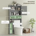 HOMCOM Over the Toilet Storage Cabinet, Modern Above Toilet Bathroom Organizer with 2 Doors, Storage Shelves, Toilet Paper Holder, Freestanding Space Saver for Bathroom, Laundry, Gray