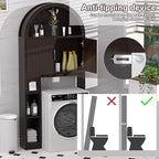 AHB Over The Toilet Storage Cabinet, Freestanding Bathroom Organizer with Adjustable Shelf and Anti-Tip Device, Arched Cabinet with Doors, Space-Saving Toilet Storage for Bathroom, Laundry, Mini Bar