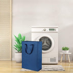 Odonata Slim Laundry Hamper Handles Collapsible Laundry Basket Thin Dirty Clothes Basket Narrow Laundry Bag Foldable Dirty Hamper 45L (Navy blue)