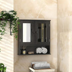 TaoHFE Black Medicine Cabinet, 2 Doors 3 Open Shelf, Wall Mounted Wooden Storage Cabinet Over Toilet