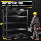 5-Tier Garage Shelving Heavy Duty, 2500LBS Garage Shelves, Adjustable Metal Shelving Unit, Garage Storage Shelves, Utility Storage Rack Shelf, Shelves for Garage Storage, 72" H×36" W×15.7" D