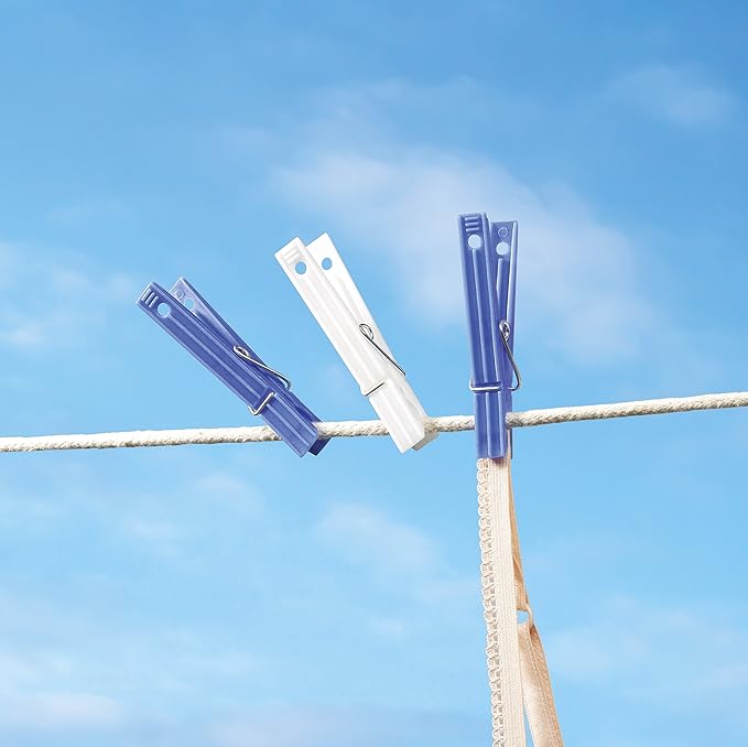 Whitmor Plastic Clothespins Set of 50, S/50, White and Blue - 6171-919 (Pack of 4)