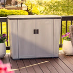 Suncast 130-Gallon Backyard Oasis Basic Unit Lockable Outdoor Storage Cabinet, Peppercorn, Made in the USA