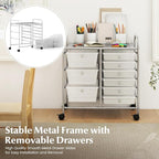 RELAX4LIFE 9 Drawer Rolling Storage Cart - Mobile Drawer Carts for Craft Art Supply Paper Salon, Utility Cart on Wheels for Classroom Teacher School Office, Rolling Cart with Drawers (Clear)