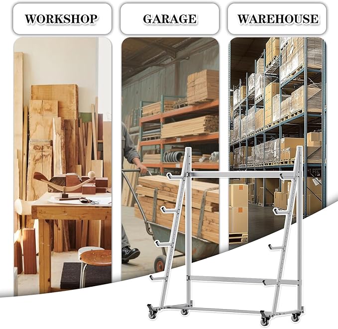 Heavy Duty Horizontal Storage Rack with 3 Inch Wheels 2 Fixed & 2 Swivel, Mobile Material Handling Conduit Pipe Rack Holds up to 2000lbs, 4.2ft x 2.1ft x 5.2ft