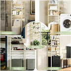Over The Toilet Storage, Enhanced Oval Tube Bathroom Shelf Organizer, Freestanding Toilet Storage Cabinet with Suction Cups for Fastening, 3-Tires Over The Toilet Rack (White)