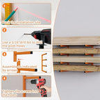 4-Pack Lumber Storage Rack, Wood Storage Racks Wall Mount, Heavy Duty Garage Wood Organizer With 8-Level System, Orange Utility Rack Organization Up 1600 Lbs, Metal Lumber Shelf for Indoor & Outdoor