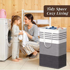 WOWBOX 2 Pack Laundry Hampers Baskets, Freestanding Dirty Clothes Hampers with Reinforced Handles & Cross Stitch & Waterproof Coating, for Laundry Bedroom Bathroom, 2 x 88L