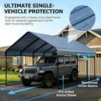 12x20 ft Metal Carport & Portable Garage, Heavy Duty with Galvanized Steel Roof & Frame - Large Tall Carports Canopy for Snow, Grey for Outdoor Garages