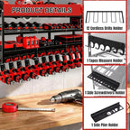 50" W Large Power Tool Organizer Wall Mount, Load 600lbs, 4 Layer Heavy Duty 12 Cordless Drills Holder, Battery Tool Storage Rack for Workbench, Workbench,Garage,Shed