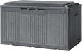 Greesum 100 Gallon Resin Deck Box Large Outdoor Storage with Cushions for Patio Furniture, Garden Tools, Pool Supplies, Weatherproof and UV Resistant, Lockable, Gray