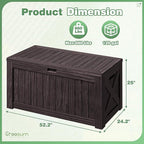 Greesum Outdoor Storage Box 120 Gallon Storage Bin with Lid for Patio Furniture, Garden Tools, Pool Supplies, Lockable, Waterproof and UV Resistant, Dark Brown