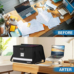File Box with Lock - Portable File Organizer Box with Handle, Sturdy Important Document Organizer with Label, Slide, Reflective Strip for Hanging Letter/Legal Folder
