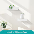 Z metnal Small Floating Shelves, No Drilling Mini Display Shelf for Phone Ceiling, Slim Narrow Lack Wall Shelf, Aluminum, Adhesive or Wall Mounted, White, 8 inch, 2 Pack