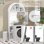 AHB Over The Toilet Storage Cabinet, Freestanding Bathroom Organizer with Adjustable Shelf and Anti-Tip Device, Arched Cabinet with Doors, Space-Saving Toilet Storage for Bathroom, Laundry, Mini Bar
