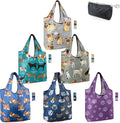 BeeGreen Dog Lover Gifts for Women Animals Reusable Grocery Bags Shopping Bags Bulk 6 Pack 50LBS X-Large Foldable-Machine Washable Shepherd Collie Bulldog Dog Paws Pet Bags
