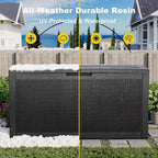 Vixzen 120 Gallon Waterproof Large Deck Box, Lockable Resin Outdoor Storage Box with Hydraulic Lid, Durable Storage Bin for Patio Furniture Cushions, Garden Tools, Pool Accessories, Black