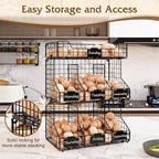 X-cosrack Egg Holder Countertop, 3 Tier Egg Rack with Labels Dividers to Separate Eggs, Stackable Wire Baskets for Fresh Egg, XXL Egg Dispenser for Countertop/Wall-Mounted (Patent Pending)
