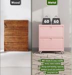 Aobabo Lateral File Cabinet 2 Drawer with Wheels, Lockable Metal Filing Cabinet for Home Office, Legal/Letter Size,Pink,Required Assembled,15.87" D x 28.94" W x 34" H