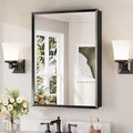 Keonjinn Black Medicine Cabinet Mirror 24" x 32", Assembly Needed, Recessed Medicine Cabinet with Mirror for Bathroom, Beveled Framed, Surface Wall-Mounted or Recessed, Tempered Glass