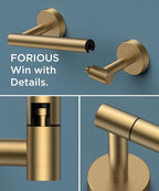 FORIOUS Toilet Paper Holder Wall Mount, Stainless Steel Rustproof Double Post Pivoting Tissue Roll Holder for Bathroom, Commercial Toilet Paper Dispenser, Brushed Gold & Matte Black