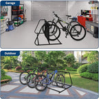 Double Side 12 Bike Floor Rack 71 Inch Length Freestanding Bicycle Parking Stand In Ground Grid Design for Garages Streets Yards and Bike Events Heavy Duty Storage 71" x 38" x 29.3"