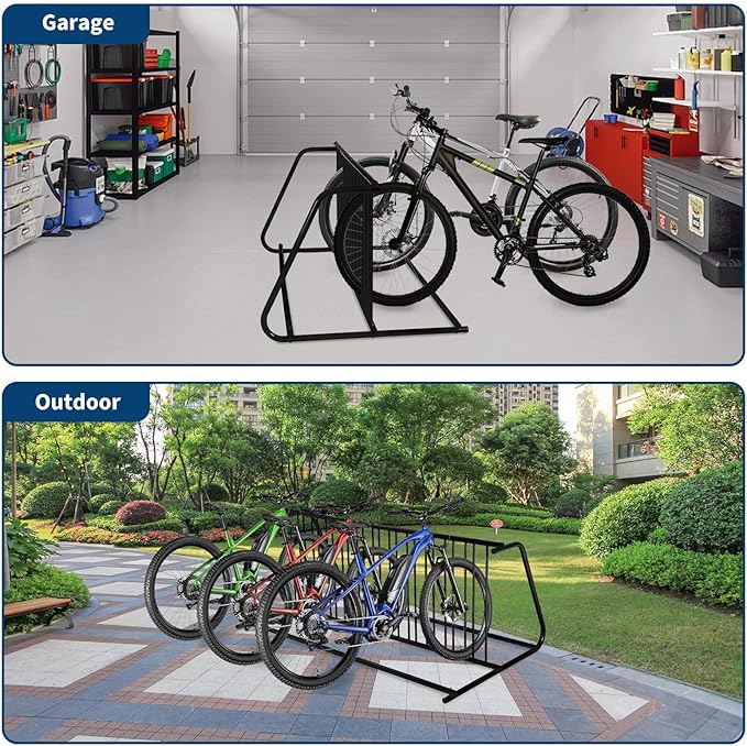 Double Side 12 Bike Floor Rack 71 Inch Length Freestanding Bicycle Parking Stand In Ground Grid Design for Garages Streets Yards and Bike Events Heavy Duty Storage 71" x 38" x 29.3"