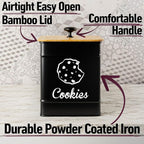 Cookie Jar with Airtight Lid - 1 Gallon - 6"D x 8"H Iron Cookie Tin with Bamboo Lid - Large Cookie Jars with Lids Airtight - Farmhouse Cookie Jars for Kitchen Counter Decorative - Cookies Jar
