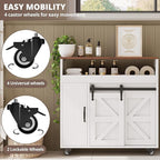 IRONCK Toilet Paper Cabinet, Slim Bathroom Cabinet with 4 Rolling Wheels, Farmhouse Slim Storage Cart with Paper Holes, Sliding Doors and Adjustable Shelf for Small Space, White/Walnut