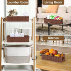 Water-Resistant Toilet Paper Basket: Tank Topper Organizer Brown Handwoven Modern Natural Style