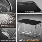 Pantry Organizers Storage, Under Sink Organizer Trash Bag Holder with Bamboo Lids Large Capacity Clear Storage Bins for Onion, Potato, Garlic, Canned Food Kitchen Countertop Organizer (Black lid)