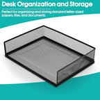 Wire Mesh Letter Trays Paper Tray Desk File Organizer, 2 Pack Stackable Metal Front-Load Documents Tray for Office Supplies File (Transverse)