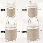 Woven Laundry Basket for Clothes, 80 L Large Rectangle Laundry Hampers with Beads Tassel, Nursery Storage Basket for Toys, Tall Dirty Clothes Hamper for Bedroom Aesthetic, Laundry Room Organization