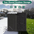 30 Gallon Outdoor Storage Box, Waterproof Resin Deck Box Organizer for Patio Cushion Storage, Lockable Outside Container for Garden Tools